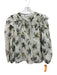 Tanya Taylor Size S White, Blue, Yellow Cotton Semi Sheer Flowers Tie Neck Top White, Blue, Yellow / S