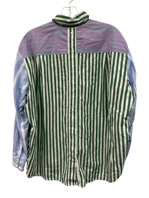Essential Antwerp Size S Blue, Green, Purple Cotton Pocket Stripe Top Blue, Green, Purple / S