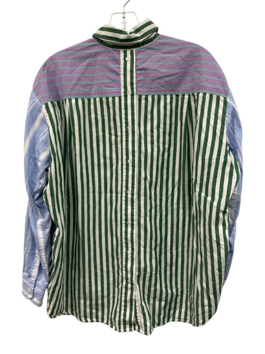 Essential Antwerp Size S Blue, Green, Purple Cotton Pocket Stripe Top Blue, Green, Purple / S