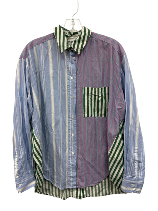 Essential Antwerp Size S Blue, Green, Purple Cotton Pocket Stripe Top Blue, Green, Purple / S