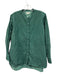 Ann Mashburn Size L Green Cotton Flowers Collarless Button Down Top Green / L