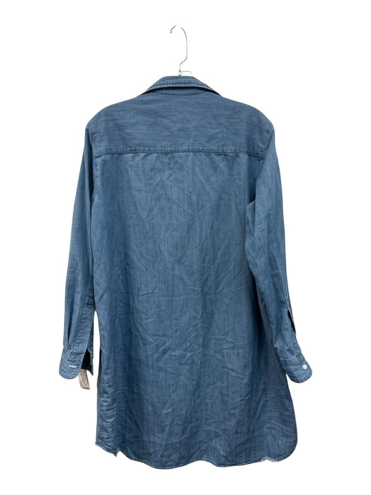 Frank & Eileen Size M Blue Cotton Chambray Button Down Distressed Hem Dress Blue / M