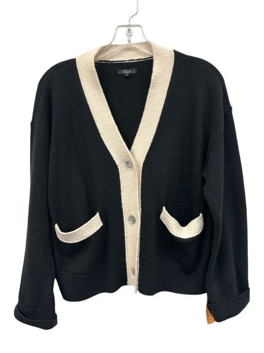 Rails Size M Black & Cream Cotton Blend Mother of Pearl Buttons V Neck Cardigan Black & Cream / M