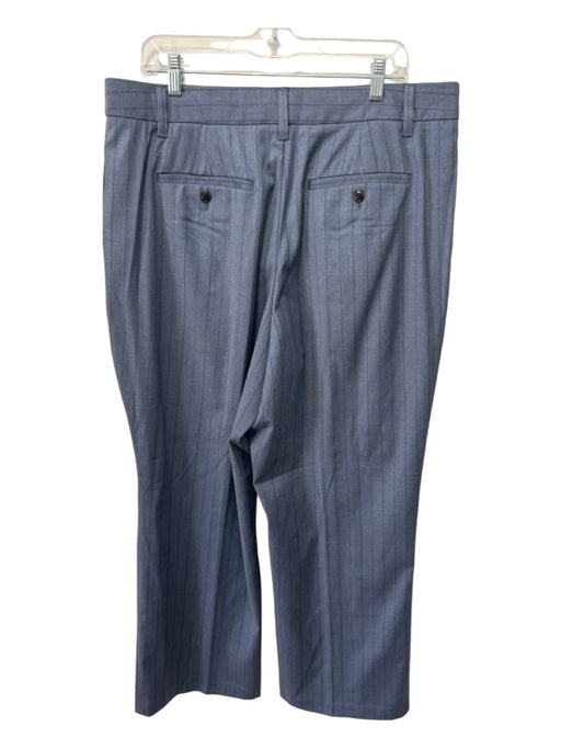 Madewell Size 16 Slate Blue Print Wool Blend Pinstripe Button & Hook Pants Slate Blue Print / 16