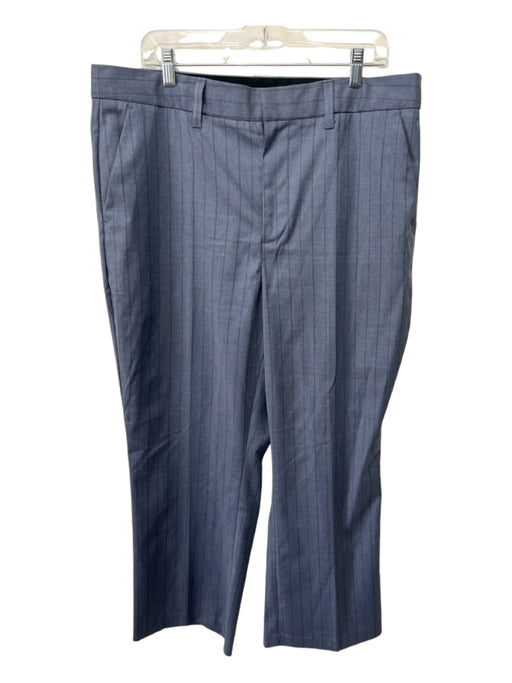 Madewell Size 16 Slate Blue Print Wool Blend Pinstripe Button & Hook Pants Slate Blue Print / 16