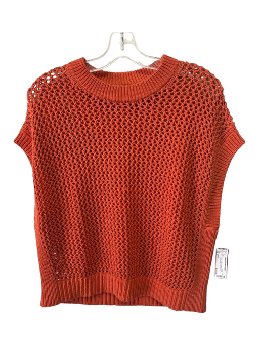 Madewell Size L Burnt Orange Cotton Netting Crew Neck Drop Shoulder Top Burnt Orange / L