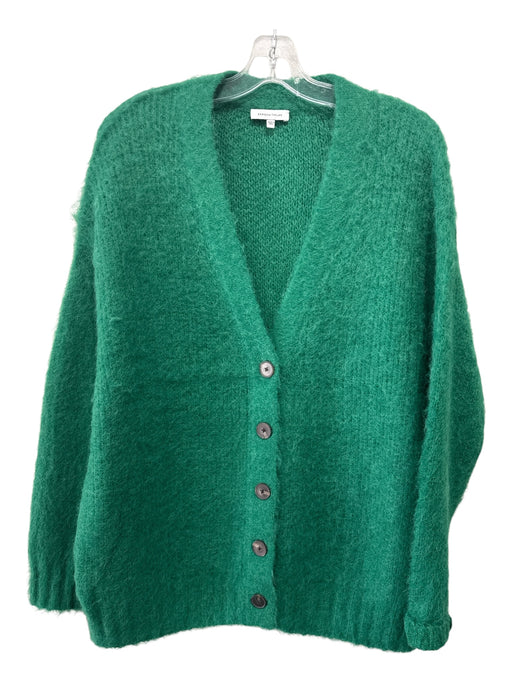 Rebecca Taylor Size M/L Green Mohair Blend Solid Button Front Cardigan Sweater Green / M/L