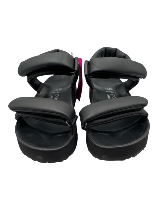 Papillio Birkenstock Shoe Size 40 Black Leather puffy Velcro Slingback Sandals Black / 40