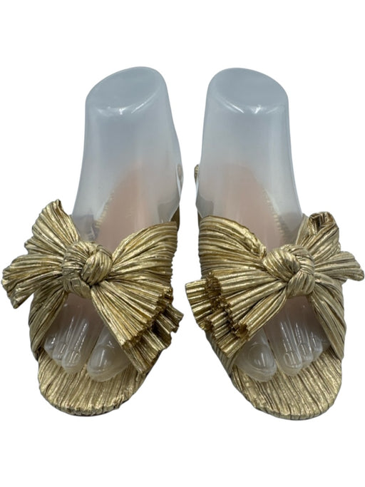 Loeffler Randall Shoe Size 9 Gold textile upper Metallic Accordion Pleat Sandals Gold / 9