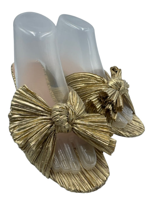 Loeffler Randall Shoe Size 9 Gold textile upper Metallic Accordion Pleat Sandals Gold / 9