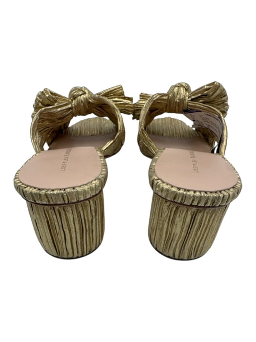 Loeffler Randall Shoe Size 9 Gold textile upper Metallic Accordion Pleat Sandals Gold / 9