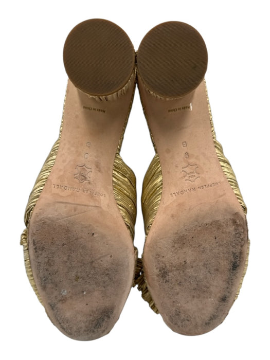 Loeffler Randall Shoe Size 9 Gold textile upper Metallic Accordion Pleat Sandals Gold / 9