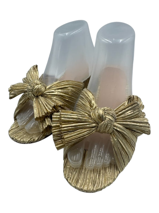Loeffler Randall Shoe Size 9 Gold textile upper Metallic Accordion Pleat Sandals Gold / 9
