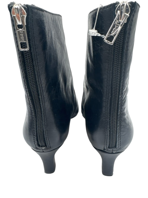 Madewell Shoe Size 8.5 Black Leather Back Zip Chisel Toe Kitten Heel Boots Black / 8.5