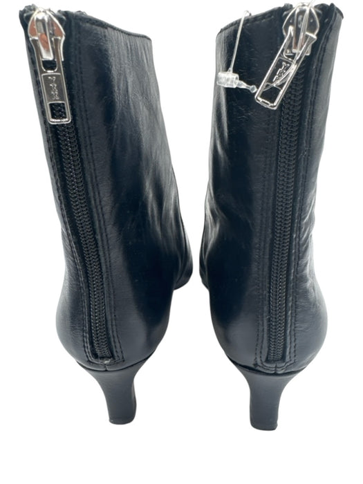 Madewell Shoe Size 8.5 Black Leather Back Zip Chisel Toe Kitten Heel Boots Black / 8.5
