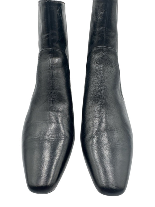 Madewell Shoe Size 8.5 Black Leather Back Zip Chisel Toe Kitten Heel Boots Black / 8.5