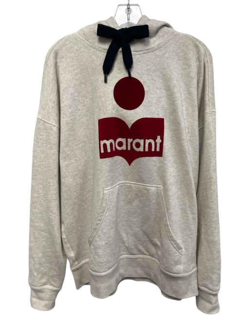 Isabel Etoile Marant Size 42 Gray, Cream, Red Cotton & Polyester Logo Sweater Gray, Cream, Red / 42