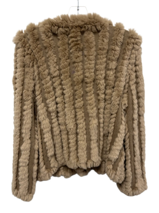 heartloom Size S Beige Rex Rabbit Long Sleeve Striped Hook & Eye Cardigan Beige / S