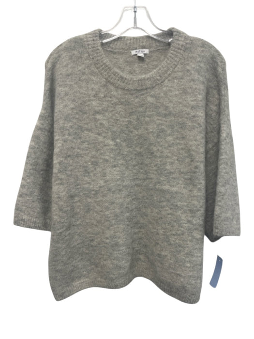 Pistola Size Medium Gray Alpaca Blend Round Neck Heathered Sweater Gray / Medium