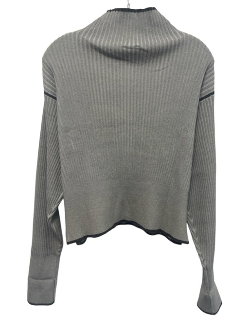 Varley Size Medium Gray & Black Viscose Blend Long Sleeve Ribbed Sweater Gray & Black / Medium