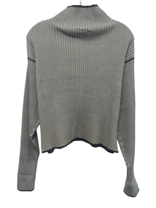 Varley Size Medium Gray & Black Viscose Blend Long Sleeve Ribbed Sweater Gray & Black / Medium