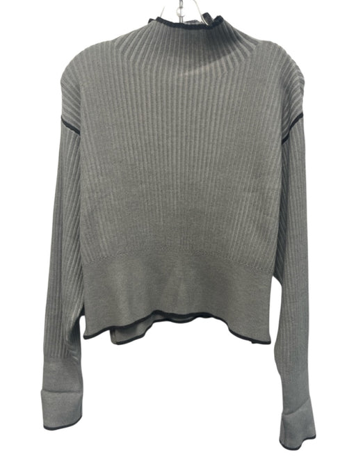 Varley Size Medium Gray & Black Viscose Blend Long Sleeve Ribbed Sweater Gray & Black / Medium