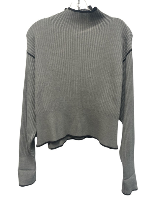 Varley Size Medium Gray & Black Viscose Blend Long Sleeve Ribbed Sweater Gray & Black / Medium