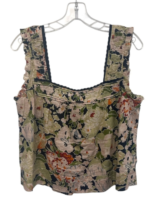 The Great Size 2 Green, Pink, Orange & Black Cotton Sleeveless Floral Top Green, Pink, Orange & Black / 2