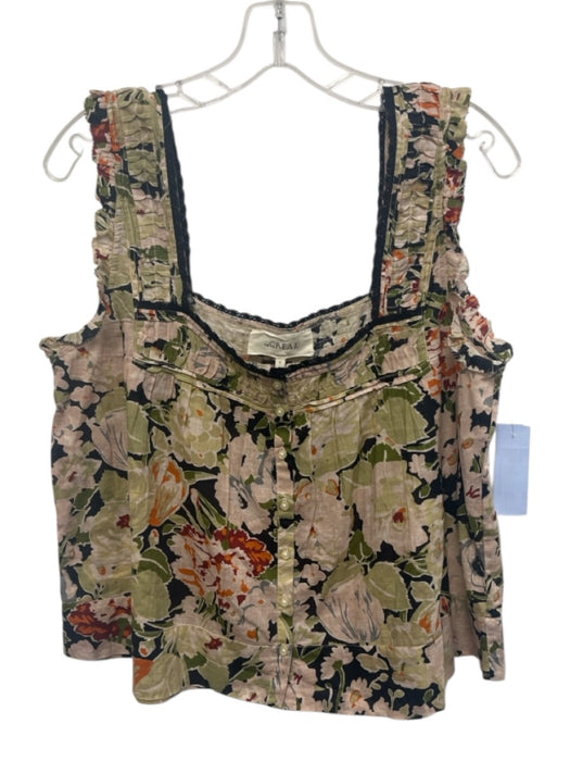 The Great Size 2 Green, Pink, Orange & Black Cotton Sleeveless Floral Top Green, Pink, Orange & Black / 2