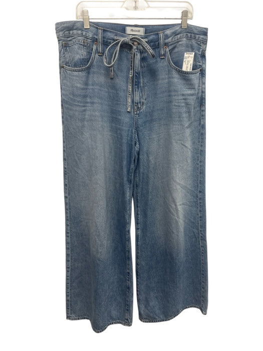Madewell Size 32 Light Wash Cotton Denim High Rise Whiskering Wide Leg Jeans Light Wash / 32