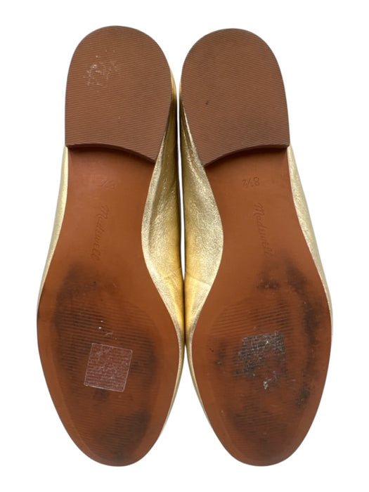 Madewell Shoe Size 8.5 Gold Leather Upper Round Toe Bow Detail Mule Flats Gold / 8.5