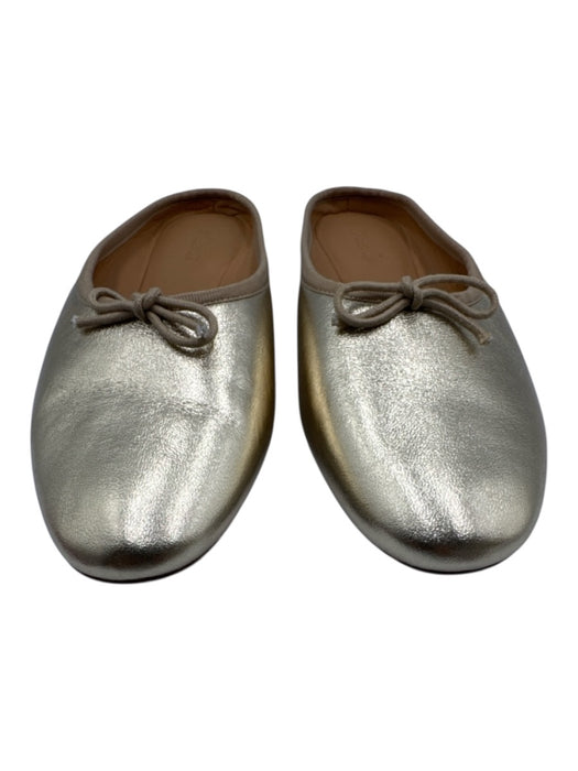 Madewell Shoe Size 8.5 Gold Leather Upper Round Toe Bow Detail Mule Flats Gold / 8.5