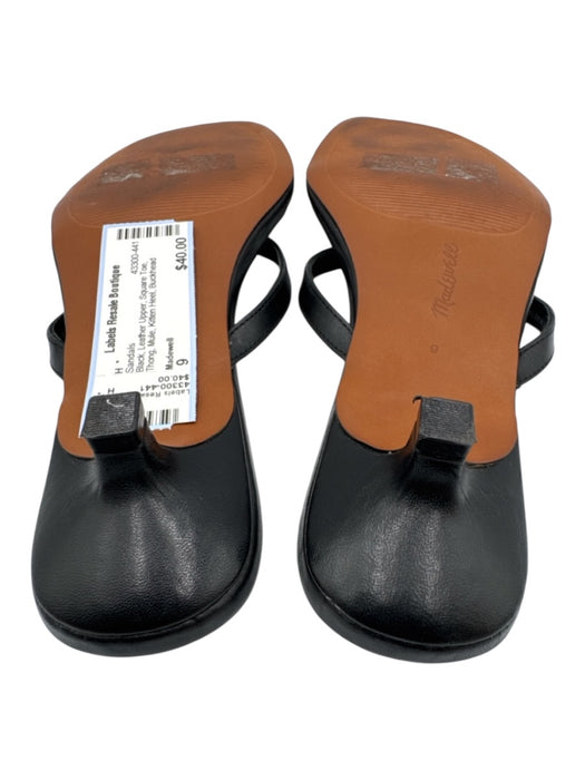 Madewell Shoe Size 9 Black Leather Upper Square Toe Thong Mule Sandals Black / 9