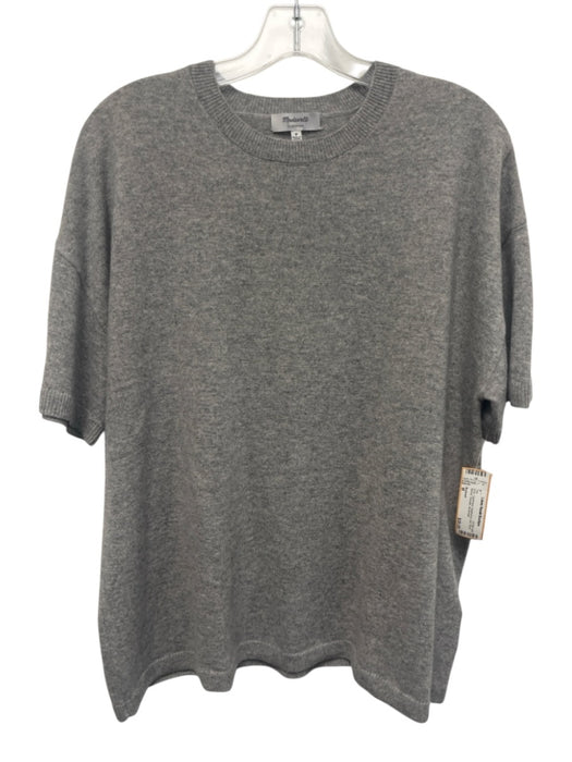 Madewell Size M Gray Cashmere Heathered Knit Short Sleeve Sweater Top Gray / M
