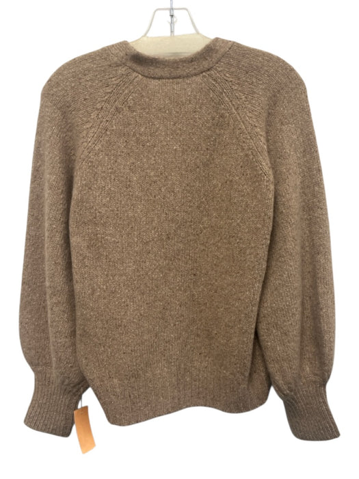 Ann Mashburn Size L Beige Cashmere Knit Button Front Ribbed Hem Cardigan Sweater Beige / L