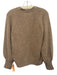 Ann Mashburn Size L Beige Cashmere Knit Button Front Ribbed Hem Cardigan Sweater Beige / L