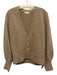 Ann Mashburn Size L Beige Cashmere Knit Button Front Ribbed Hem Cardigan Sweater Beige / L