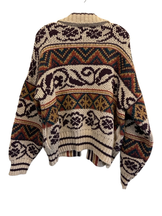 Mother Size M Cream Beige & Red Cotton Blend Knit Metallic Thread Sweater Cream Beige & Red / M