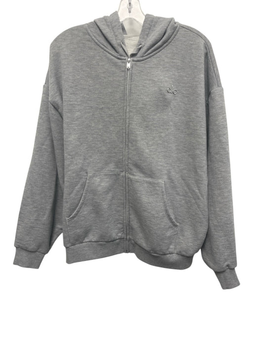 Alo Size Est L Gray Missing Fabric Tag Heathered Zip Front Hoodie Jacket Gray / Est L