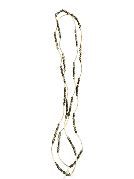 No Brand Silver & Black Beads & Metal Long No Clasp Necklace Silver & Black