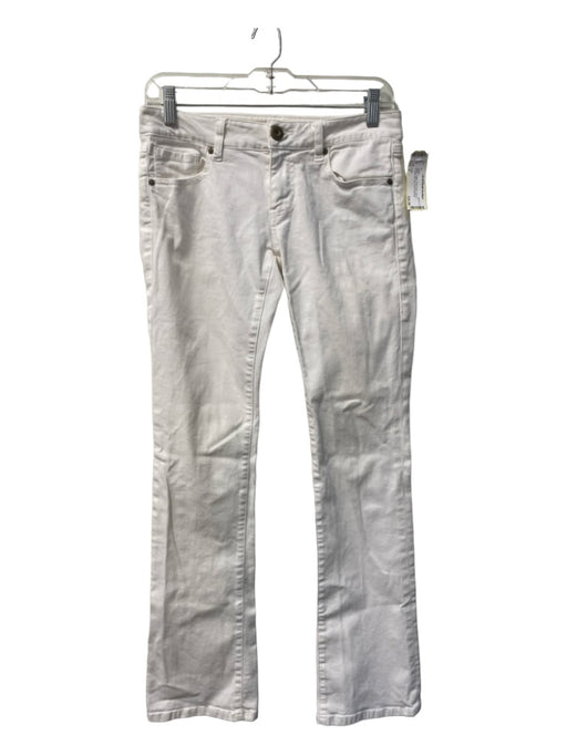 Cabi Size 2 White Cotton Flare Hem zip fly 5 Pocket mid rise Jeans White / 2