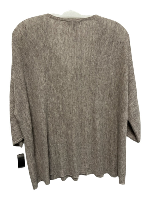 Eileen Fisher Size S Beige Brown Linen Long Sleeve Knit V Neck Top Beige Brown / S