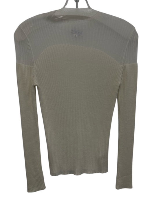 Jessie Liu Size S White Acrylic Blend Long Sleeve Ribbed Sheer Detail Top White / S