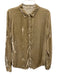 CP Shades Beige Gold Viscose Blend Long Sleeve Velvet Button Front Top Beige Gold
