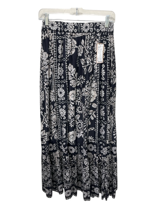 Love The Label Size S Black & White Cotton Blend Geometric Floral Maxi Skirt Black & White / S