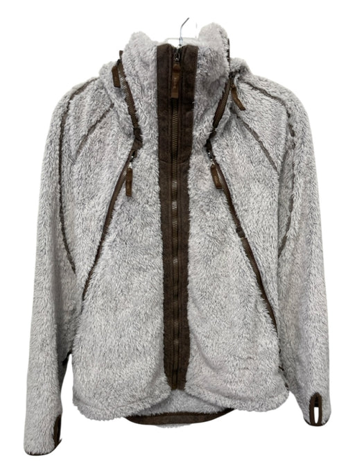 Kuhl Size S Gray & Brown Polyester Faux Fur Mock Neck Zip Pockets Jacket Gray & Brown / S