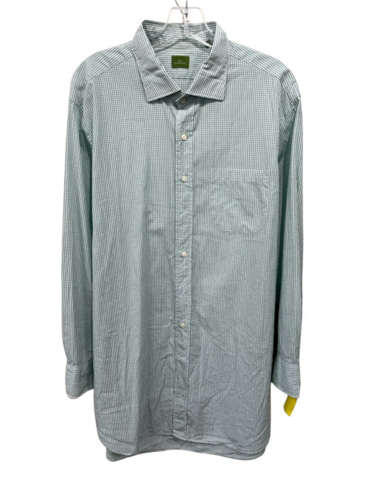 Sid Mashburn Size XL Green & White Plaid Button Down Men's Long Sleeve Shirt Green & White / XL