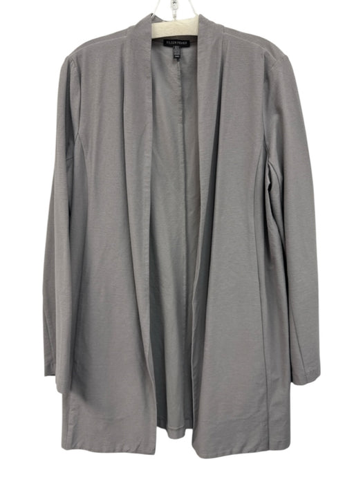 Eileen Fisher Size M Light Gray Viscose Open Front Long Sleeve Cardigan Light Gray / M