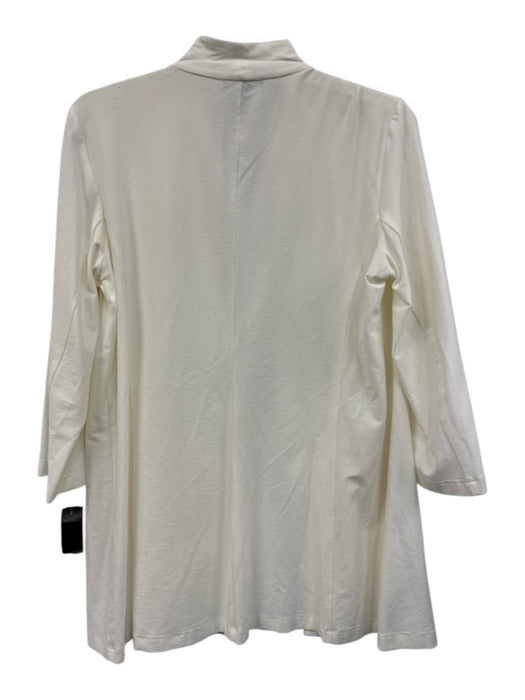Eileen Fisher Size M White Viscose Open Front Long Sleeve Cardigan White / M