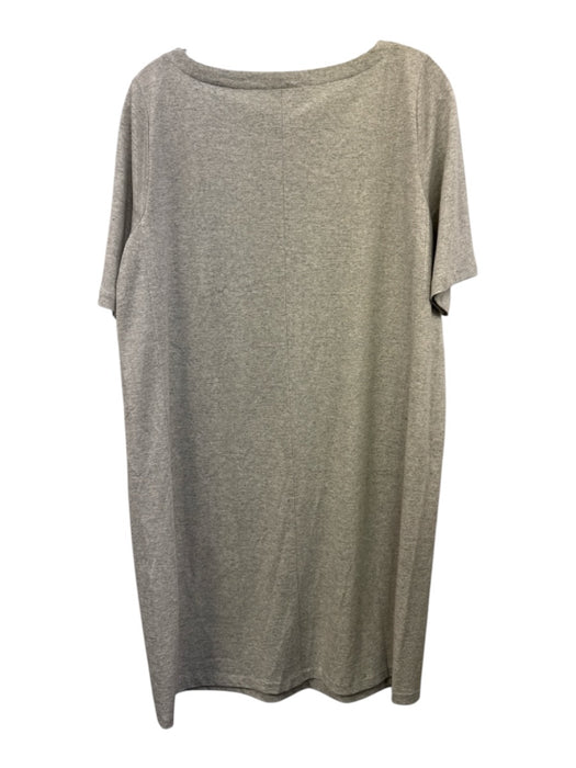 Eileen Fisher Size M Light Gray Cotton Heathered Pocket Wide Neck Dress Light Gray / M